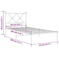 vidaXL Sängram med huvudgavel metall svart 90x190 cm - Bild 8