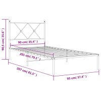 vidaXL Sängram med huvudgavel metall svart 90x200 cm - Bild 8