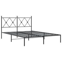 vidaXL Sängram med huvudgavel metall svart 135x190 cm - Bild 2