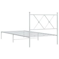 vidaXL Sängram med huvudgavel metall vit 90x200 cm - Bild 6