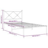 vidaXL Sängram med huvudgavel metall vit 100x190 cm - Bild 8