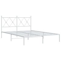 vidaXL Sängram med huvudgavel metall vit 135x190 cm - Bild 2