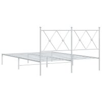 vidaXL Sängram med huvudgavel metall vit 135x190 cm - Bild 6