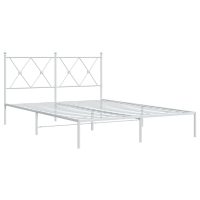 vidaXL Sängram med huvudgavel metall vit 140x190 cm - Bild 2