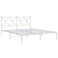 vidaXL Sängram med huvudgavel metall vit 150x200 cm - Bild 2