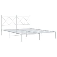 vidaXL Sängram med huvudgavel metall vit 160x200 cm - Bild 2