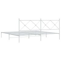 vidaXL Sängram med huvudgavel metall vit 200x200 cm - Bild 6