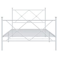 vidaXL Sängram med huvudgavel och fotgavel vit metall 100x190 cm - Bild 4