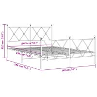 vidaXL Sängram med huvudgavel och fotgavel vit metall 137x190 cm - Bild 8