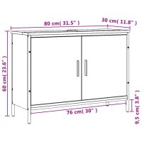 vidaXL Tvättställsskåp rökfärgad ek 80x30x60 cm konstruerat trä - Bild 11