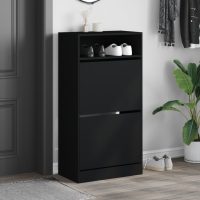 vidaXL Skohylla svart 60x34x116 cm konstruerat trä - Bild 3