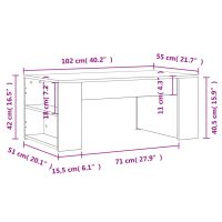 vidaXL Soffbord vit 102x55x42 cm konstruerat trä - Bild 9