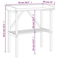 vidaXL Växtbord med hylla brun 78x38x82,5 cm massivt granträ - Bild 9