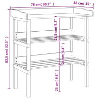 vidaXL Växtbord med hylla 78x38x82,5 cm massivt granträ - Bild 9