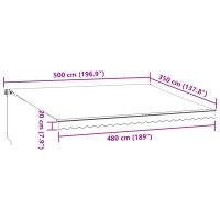 vidaXL Markis manuellt infällbar antracit och vit 500x350 cm - Bild 9