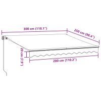 vidaXL Markis manuellt infällbar antracit&vit 300x250 cm - Bild 9