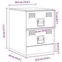 vidaXL Sängskåp 2 st antracit 34,5x39x44 cm stål - Bild 12