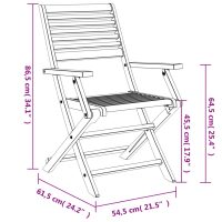 vidaXL Hopfällbara trädgårdsstolar 2 st 54,5x61,5x86,5cm massiv akacia - Bild 10