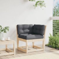 vidaXL Trädgårdssoffa hörn med dynor 73x73x78 cm massiv furu - Bild 3