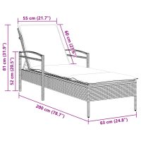 vidaXL Solsäng med dyna brun 63x200x81 cm konstrotting - Bild 9