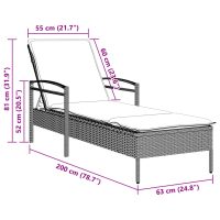 vidaXL Solsäng med dyna ljusgrå 63x200x81 cm konstrotting - Bild 9