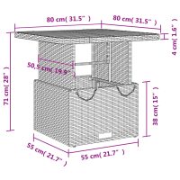 vidaXL Trädgårdsbord svart 80x80x71 cm konstrotting och akaciaträ - Bild 11