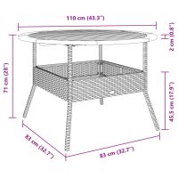 vidaXL Trädgårdsbord med akaciaträ svart Ø110x71 cm konstrotting - Bild 10