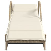 vidaXL Solsängar 2 st med bord beige konstrotting - Bild 5