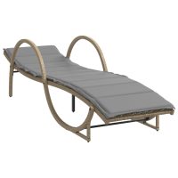 vidaXL Solsängar 2 st med bord beige konstrotting - Bild 3