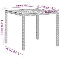 vidaXL Trädgårdsbord beige 90x90x75 cm konstrotting och akaciaträ - Bild 11