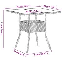 vidaXL Trädgårdsbord med glasskiva vit 80x80x75 cm konstrotting - Bild 11