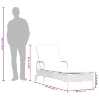 vidaXL Solsäng med hjul och dyna svart konstrotting - Bild 11