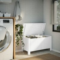 vidaXL Förvaringslåda med lock RANA vit 100x49x54 cm massiv furu - Bild 3