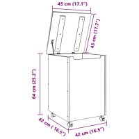 vidaXL Tvättkorg med hjul RANA vit 45x45x64 cm massiv furu - Bild 9