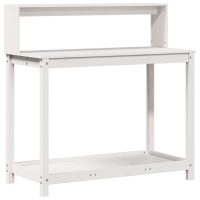 vidaXL Växtbord med hyllor vit 108x50x109,5 cm massiv furu - Bild 2