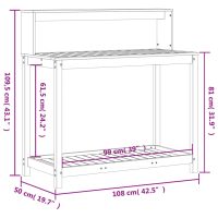 vidaXL Växtbord med hyllor vit 108x50x109,5 cm massiv furu - Bild 10