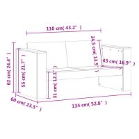 vidaXL Trädgårdssoffa 2-sits vaxbrun 134x60x62 cm massiv furu - Bild 9