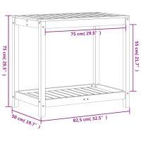 vidaXL Växtbord med hylla vaxad brun 82,5x50x75 cm massiv furu - Bild 10