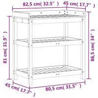 vidaXL Växtbord med hyllor brun 82,5x45x86,5 cm massiv furu - Bild 10