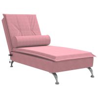 vidaXL Massageschäslong med bolster rosa sammet - Bild 2