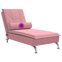 vidaXL Massageschäslong med bolster rosa sammet - Bild 7