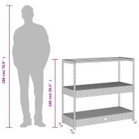 vidaXL Barvagn 3 hyllor svart konstrotting och massivt akaciaträ - Bild 12