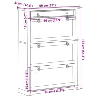 vidaXL Skoskåp Corona 99x32x138 cm massiv furu - Bild 9