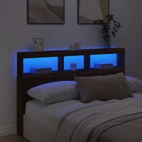 vidaXL Sänggavel med LED brun ek 160x17x102 cm - Bild 4