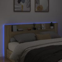 vidaXL Sänggavel med LED sonoma-ek 220x16,5x103,5 cm - Bild 4