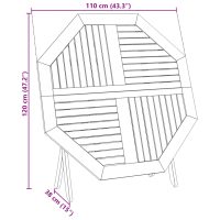 vidaXL Hopfällbart trädgårdsbord Ø110x75 cm massivt akaciaträ - Bild 12