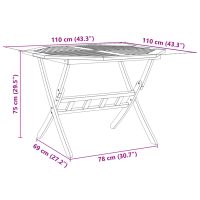 vidaXL Hopfällbart trädgårdsbord Ø110x75 cm massivt akaciaträ - Bild 11