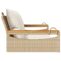 vidaXL Gungbänk med dynor beige 109x62x40 cm konstrotting - Bild 5