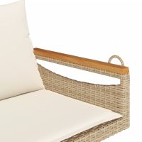 vidaXL Gungbänk med dynor beige 109x62x40 cm konstrotting - Bild 7