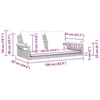 vidaXL Gungbänk med dynor beige 109x62x40 cm konstrotting - Bild 9